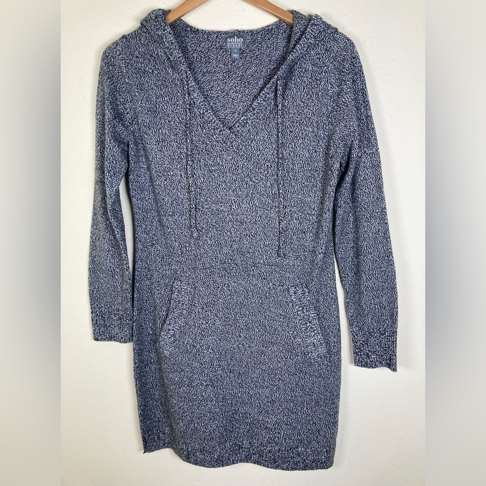 SOHO Street NY & Co Hooded Sweater Dress M Gray Knit Pullover